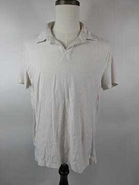 Calvin Klein Jeans Mens Large Polo Shirt White Short Sleeve Casual No Button 1/4